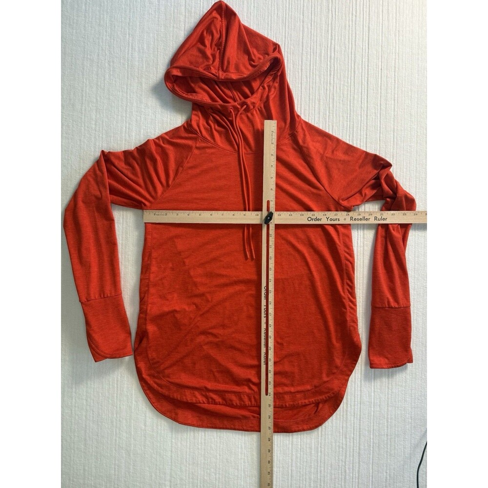 Athleta Women’s Orange Lightweight Hoodie Size M Long Sleeve Stretch Pullover - Picture 2 of 7